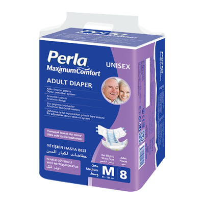 Premium Adult Diapers PERLA Standard Pack Medium - 8 pcs